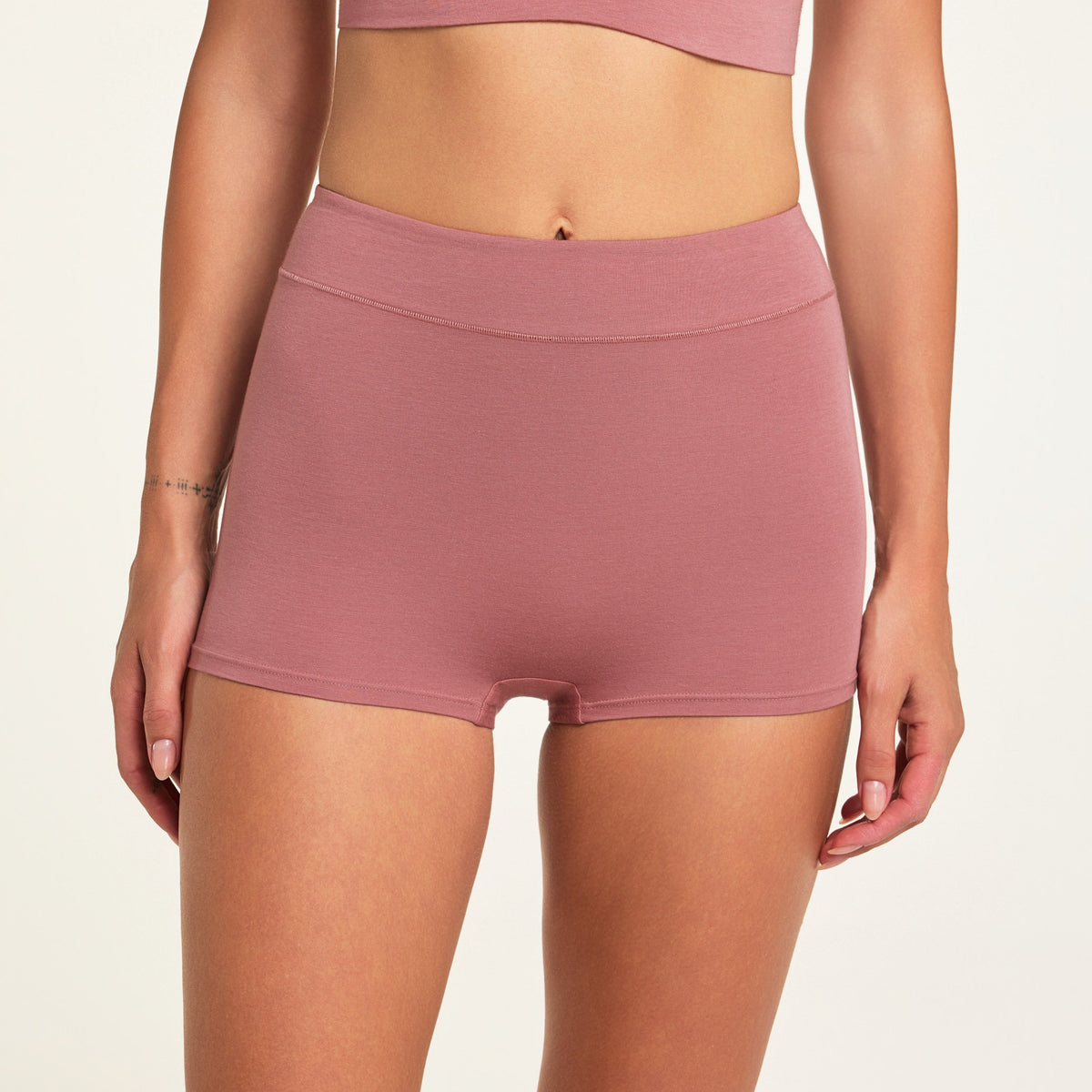 Cloud Cotton Highwaist Boyshort - Winter Rose