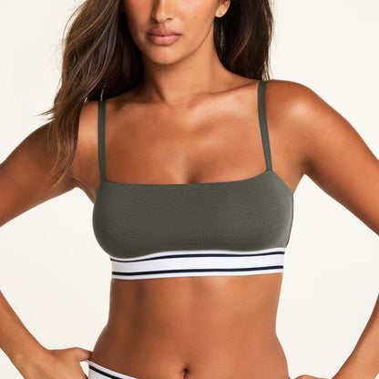 Cloud Cotton Bandeau Bralette - Olive