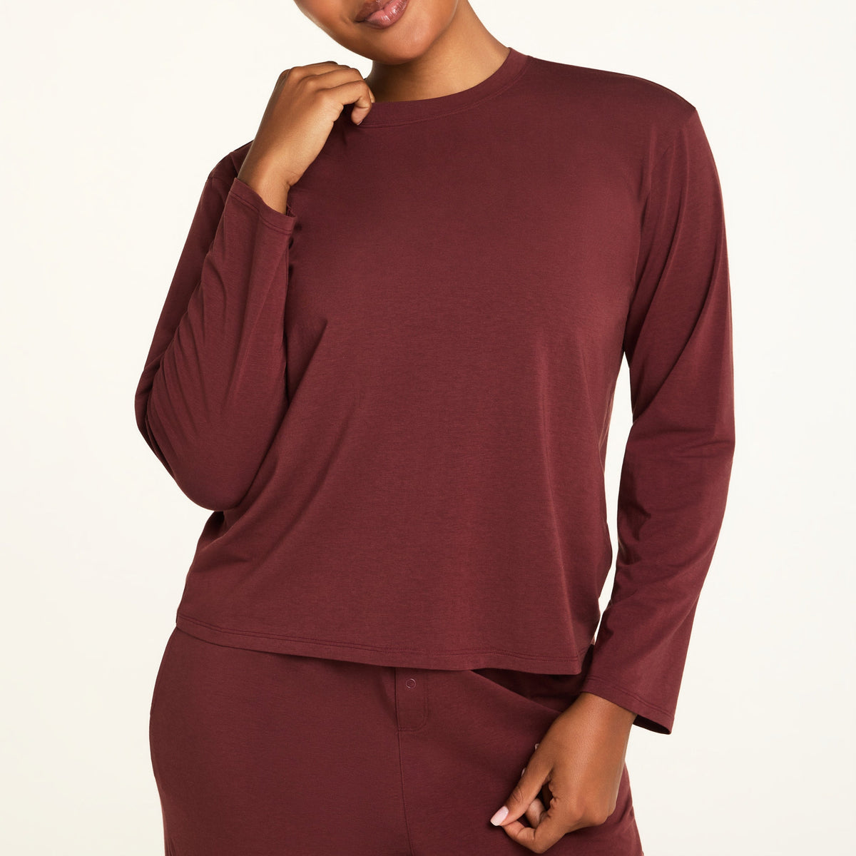 Cloud Cotton Long Sleeve T-Shirt - Cabernet