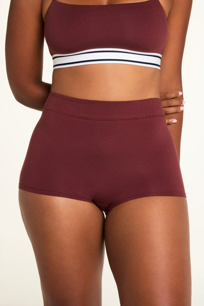 Cloud Cotton Highwaist Boyshort - Cabernet