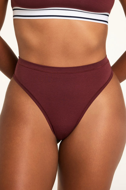 Cloud Cotton Highwaist Thong - Cabernet