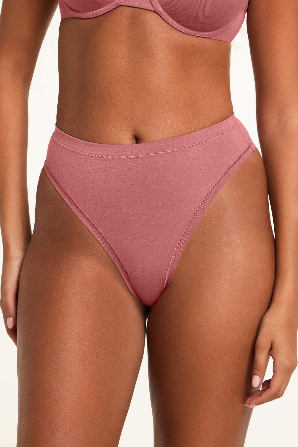 Cloud Cotton Highwaist Thong - Winter Rose