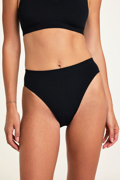 Knit Seamless French Cut Brief - Black