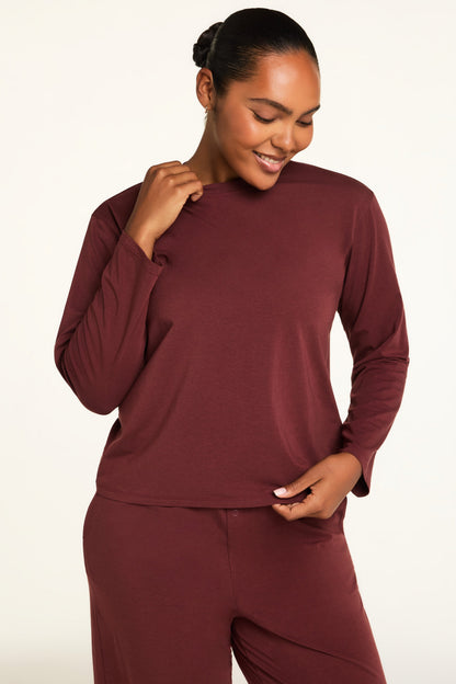Cloud Cotton Long Sleeve T-Shirt - Cabernet