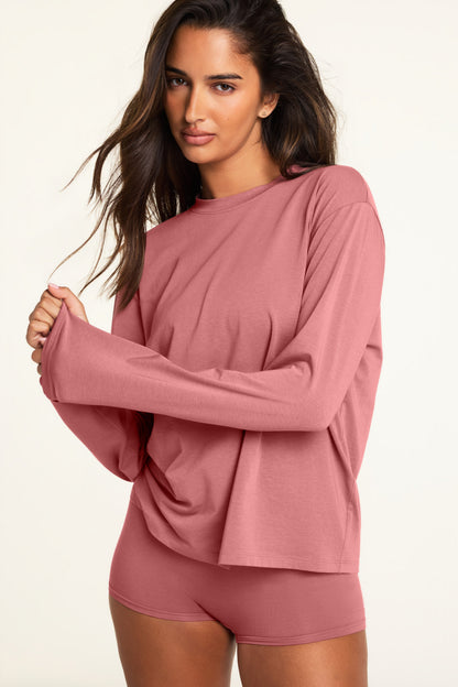 Cloud Cotton Long Sleeve T-Shirt - Winter Rose