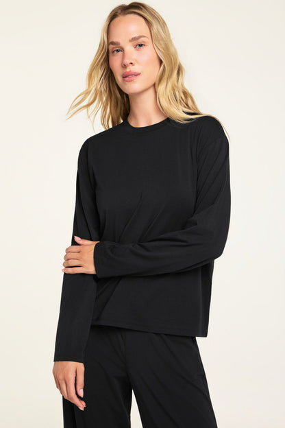 Cloud Cotton Long Sleeve T-Shirt - Black