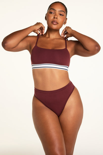 Cloud Cotton Highwaist Thong - Cabernet