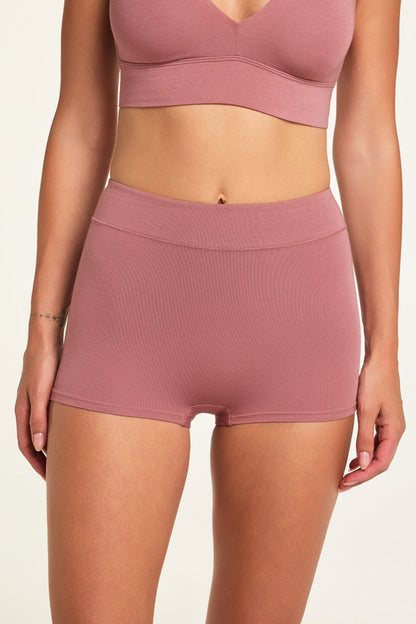 Cloud Cotton Highwaist Boyshort - Winter Rose