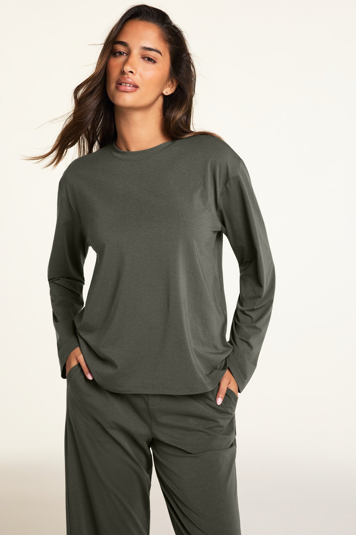 Cloud Cotton Long Sleeve T-Shirt - Olive