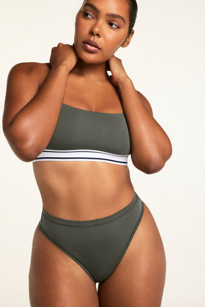 Cloud Cotton Highwaist Thong - Olive