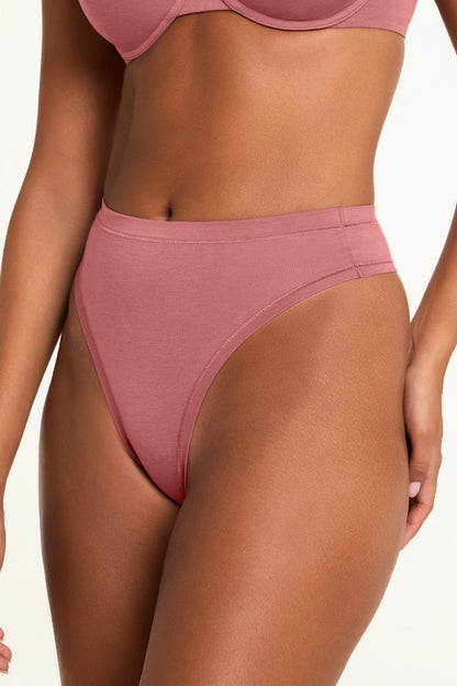 Cloud Cotton Highwaist Thong - Winter Rose