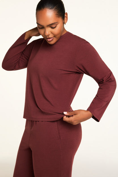 Cloud Cotton Long Sleeve T-Shirt - Cabernet