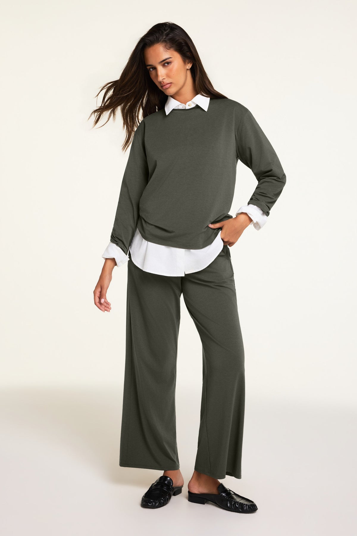Cloud Cotton Long Sleeve T-Shirt - Olive