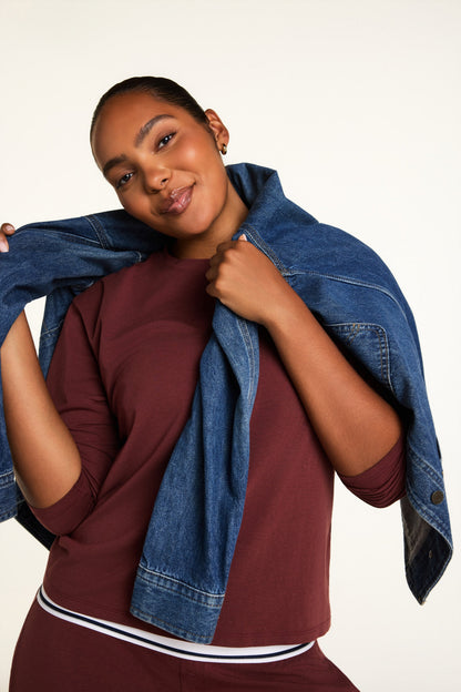 Cloud Cotton Long Sleeve T-Shirt - Cabernet