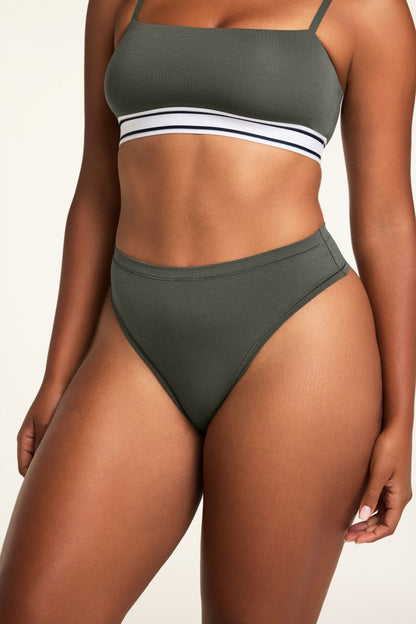 Cloud Cotton Highwaist Thong - Olive