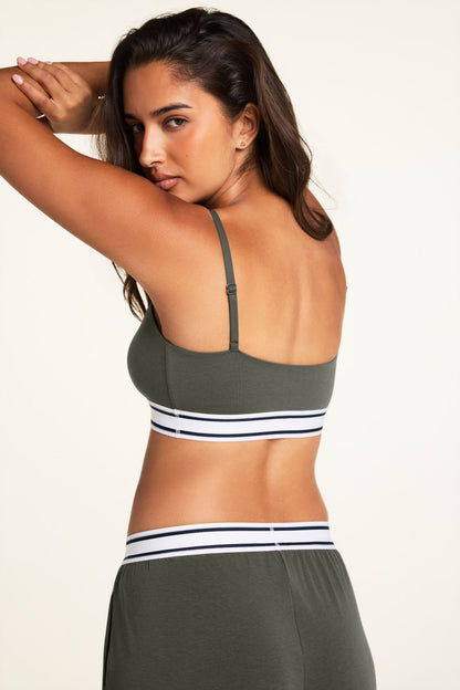 Cloud Cotton Bandeau Bralette - Olive