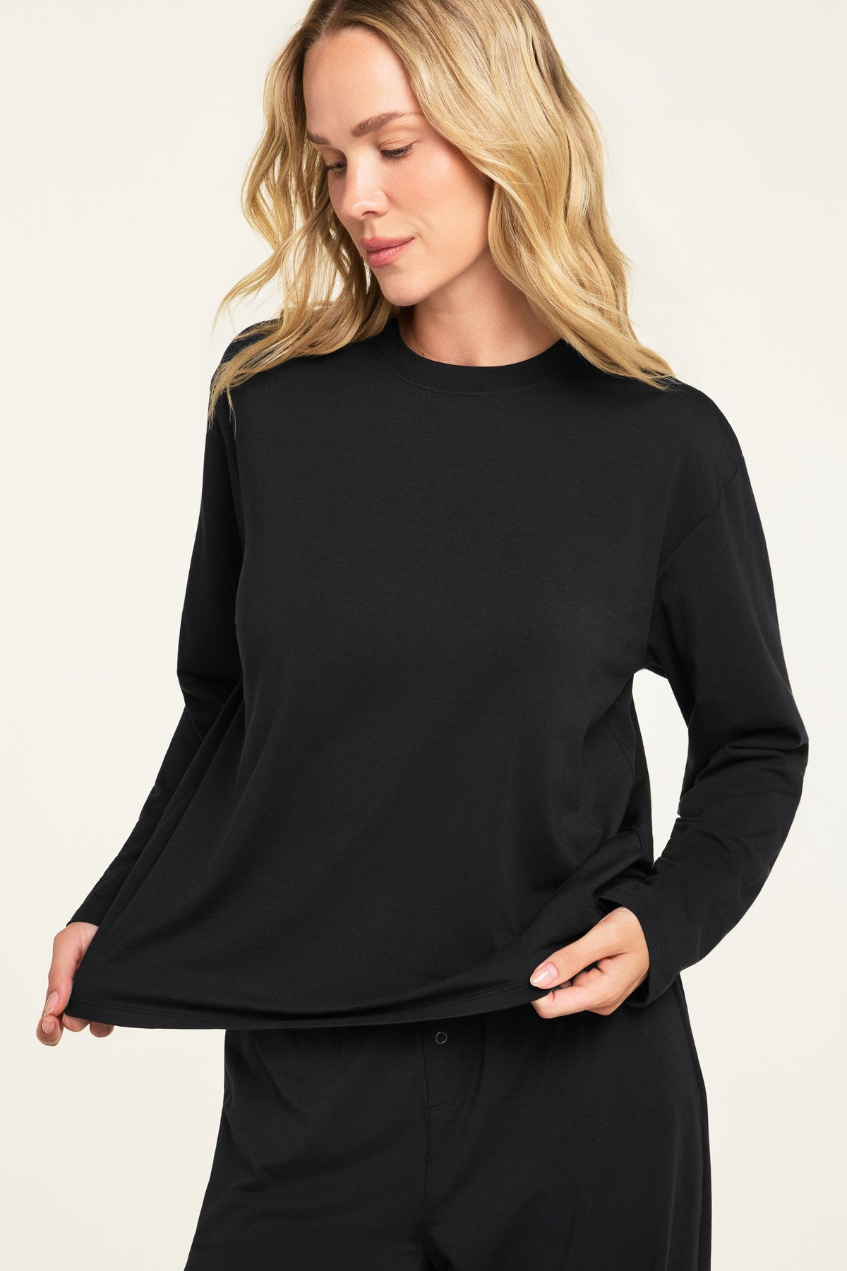 Cloud Cotton Long Sleeve T-Shirt - Black