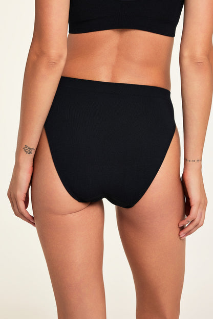 Knit Seamless French Cut Brief - Black