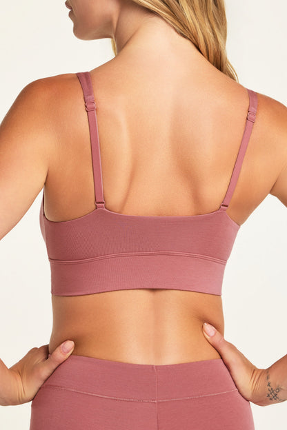 Cloud Cotton Plunge Bralette - Winter Rose
