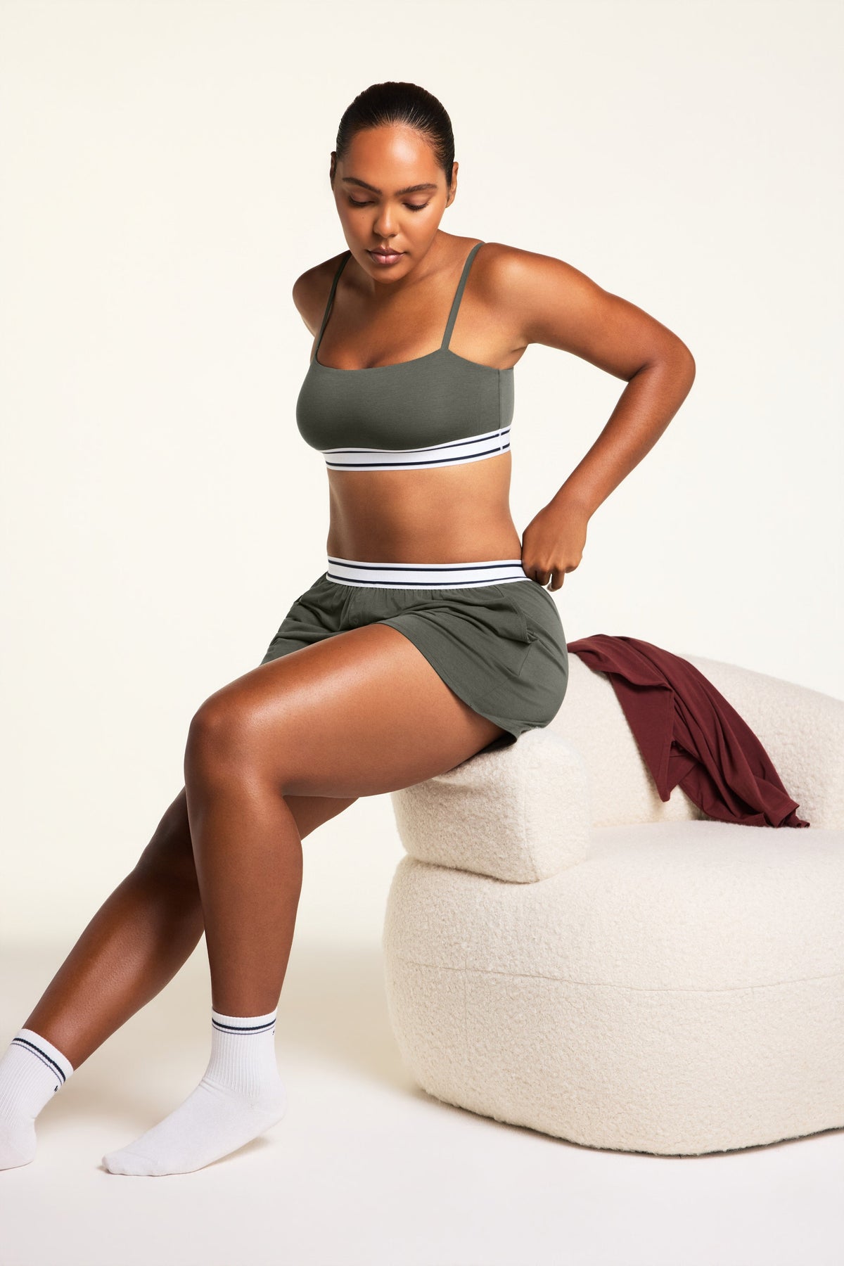 Cloud Cotton Bandeau Bralette - Olive