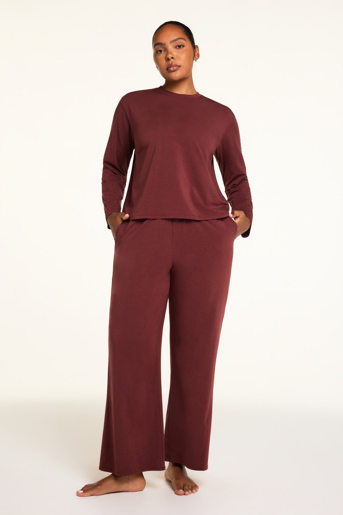 Cloud Cotton Long Sleeve T-Shirt - Cabernet