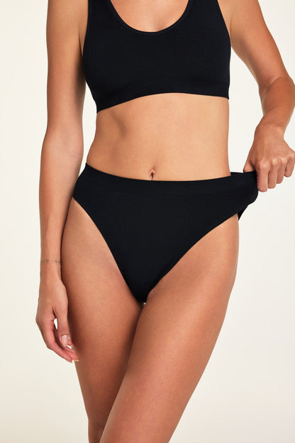 Knit Seamless French Cut Brief - Black