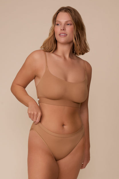 Bliss Scoop Thin Strap Bralette - Tan