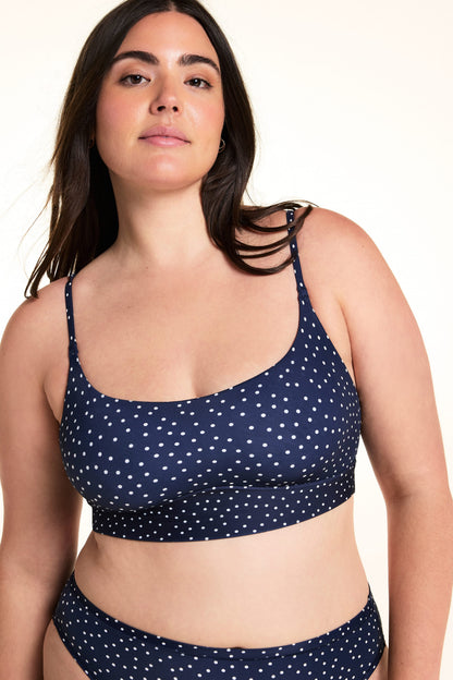 Bliss Scoop Thin Strap Bralette - Navy Dot