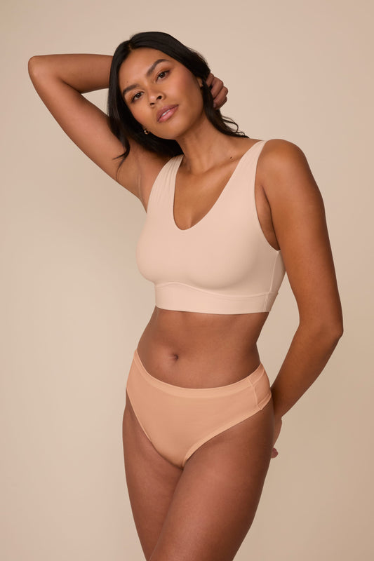 Cloud Cotton Highwaist Thong - Dune