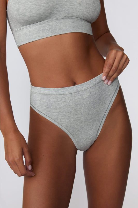 Cloud Cotton Highwaist Thong - Heather Grey