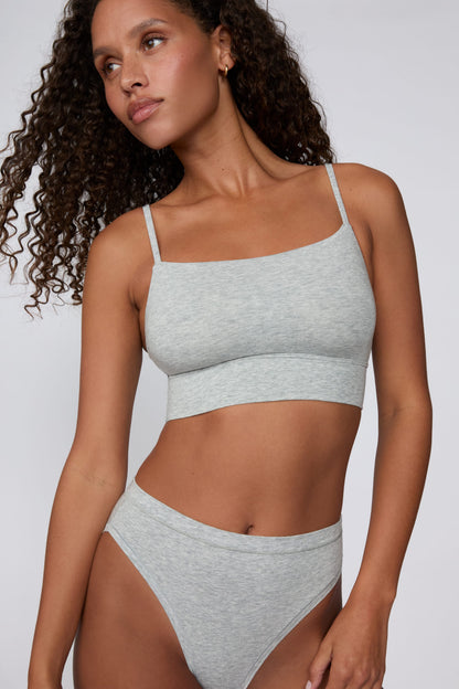 Cloud Cotton Thin Strap Bralette - Heather Grey