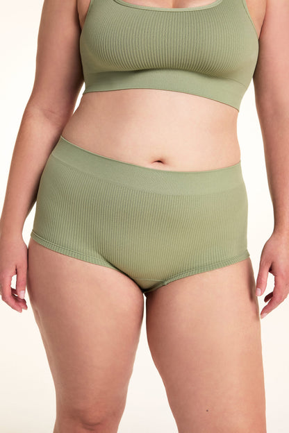 Ribbed Seamless Boyshort - Dill