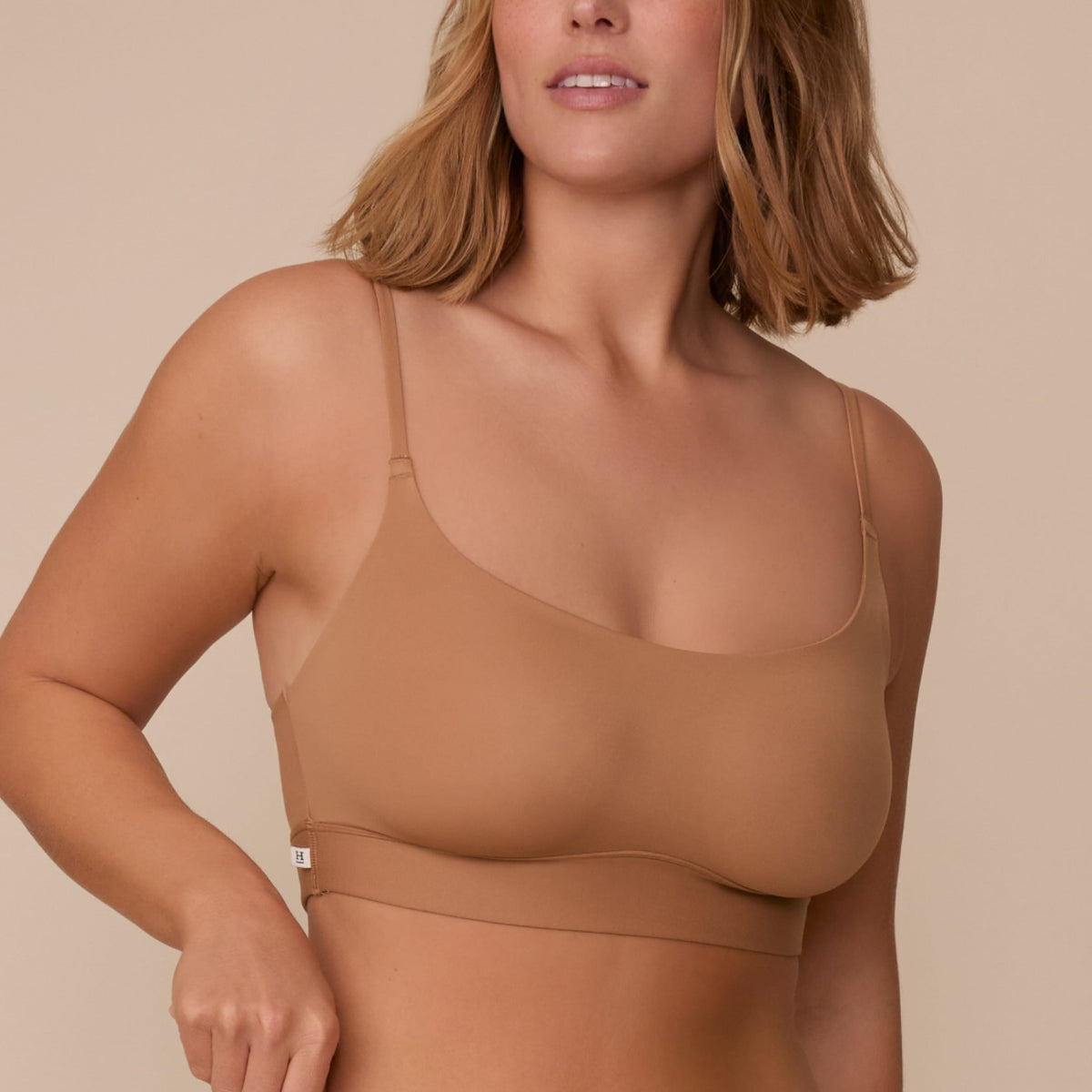 Bliss Scoop Thin Strap Bralette - Tan