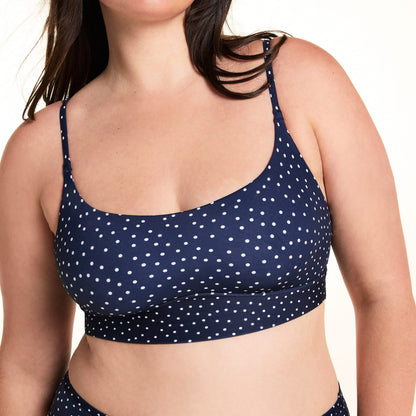 Bliss Scoop Thin Strap Bralette - Navy Dot