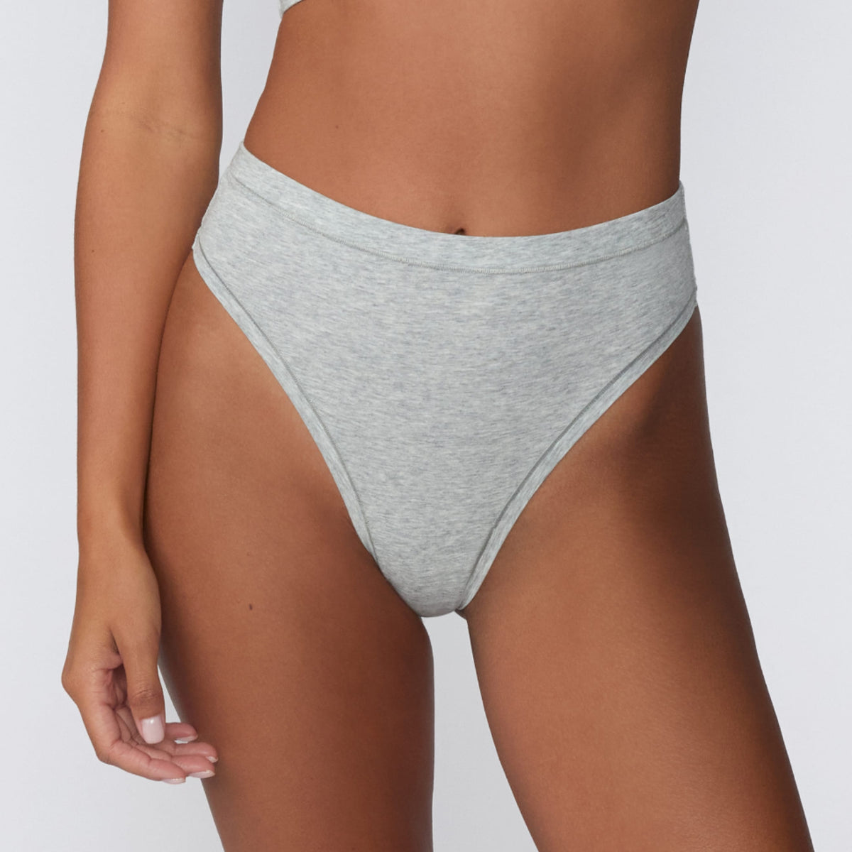 Cloud Cotton Highwaist Thong - Heather Grey