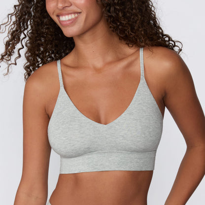Cloud Cotton Triangle Bralette - Heather Grey