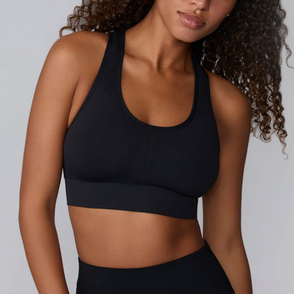 Seamless Racerback Sports Bra - Black