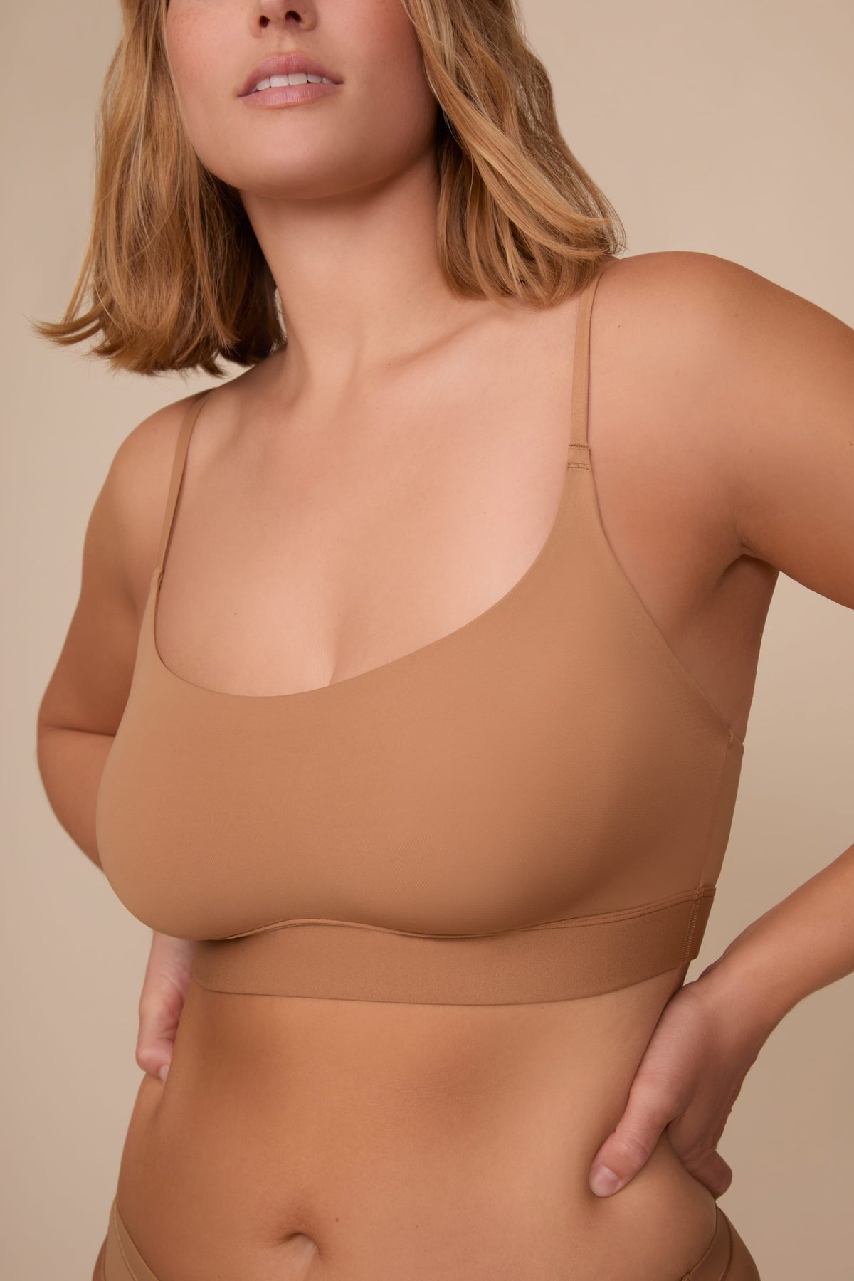 Bliss Scoop Thin Strap Bralette - Tan