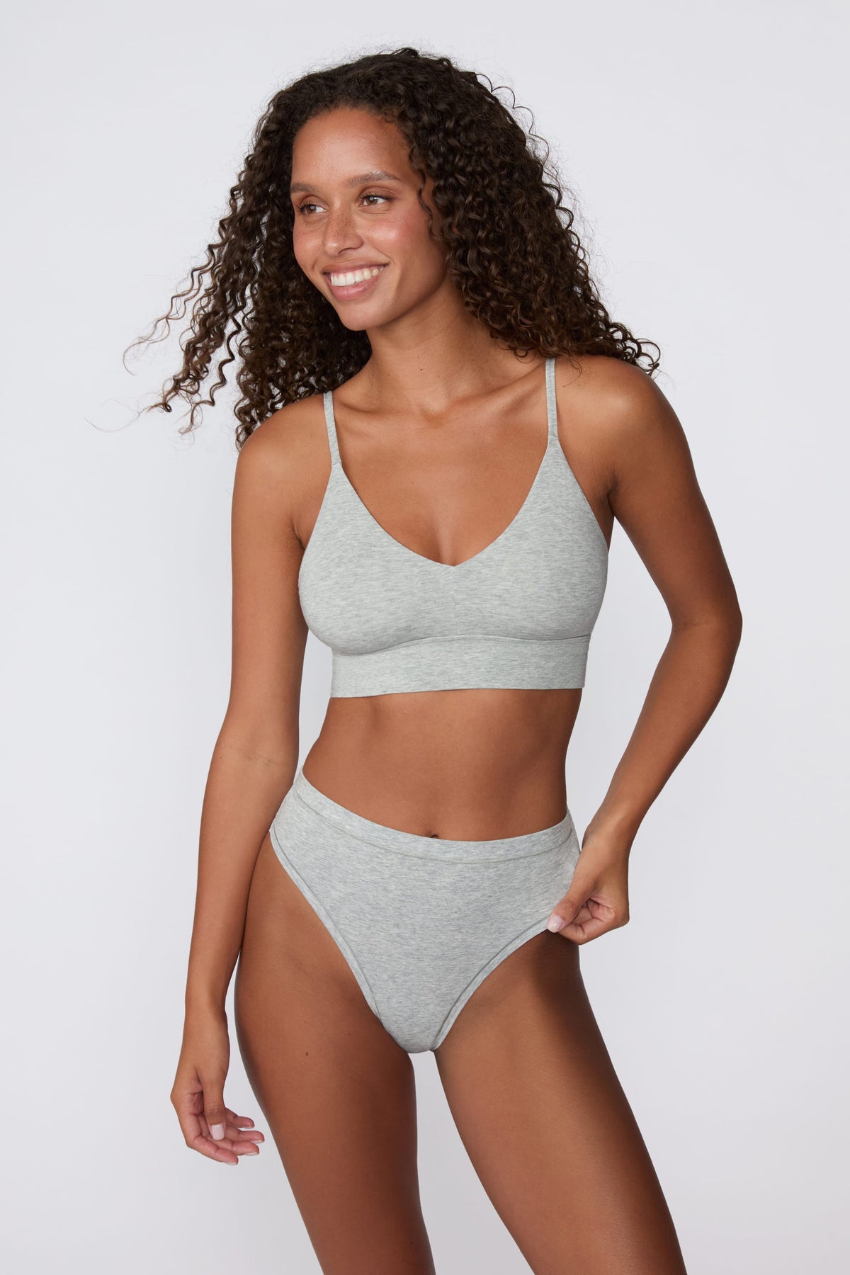 Cloud Cotton Highwaist Thong - Heather Grey