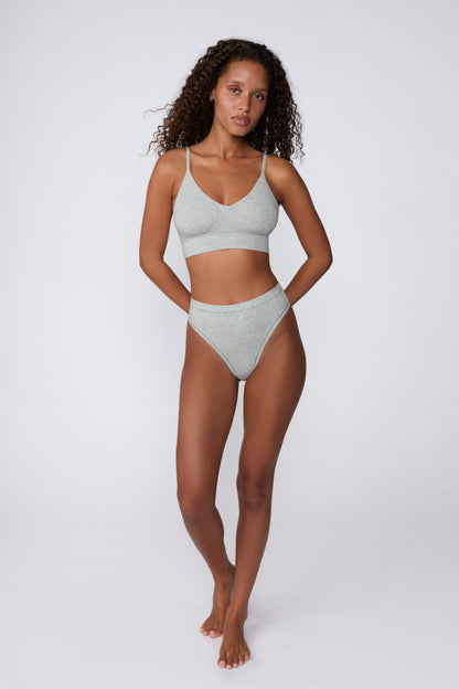 Cloud Cotton Triangle Bralette - Heather Grey