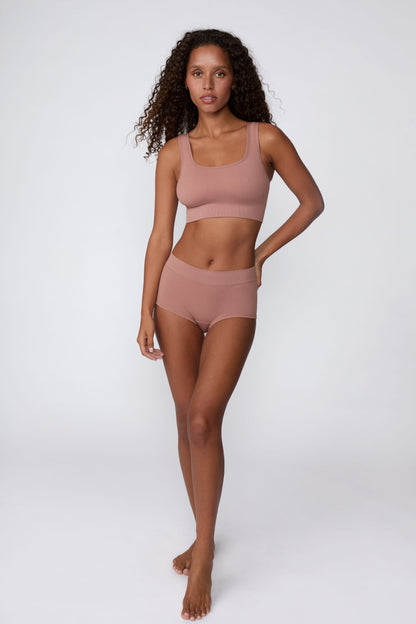 Ribbed Seamless Scoop Bralette - Plum