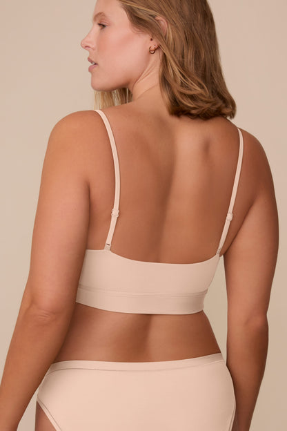 Bliss Scoop Thin Strap Bralette - Beige