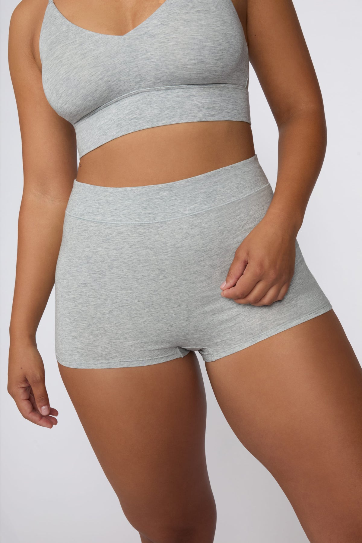 Cloud Cotton Highwaist Boyshort - Heather Grey