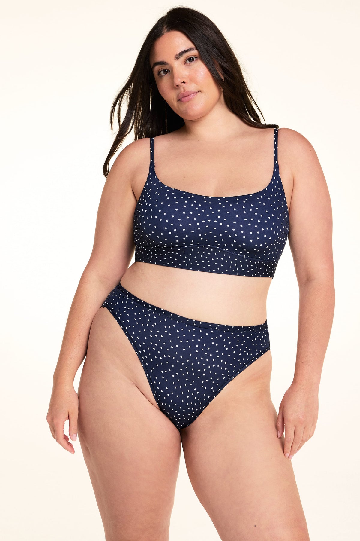 Bliss Scoop Thin Strap Bralette - Navy Dot
