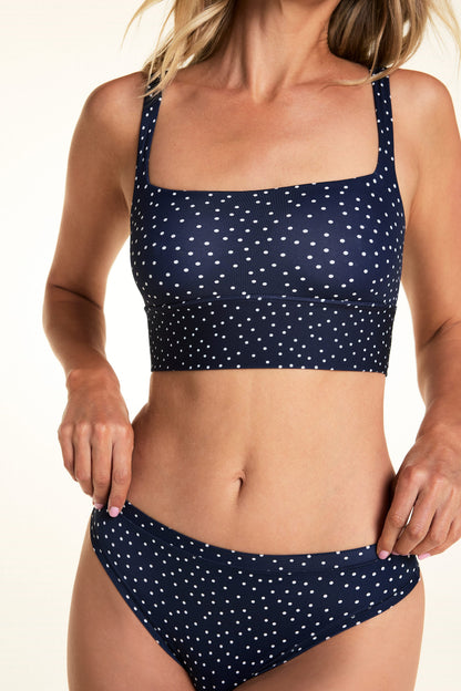 Bliss Square Neck Bralette - Navy Dot