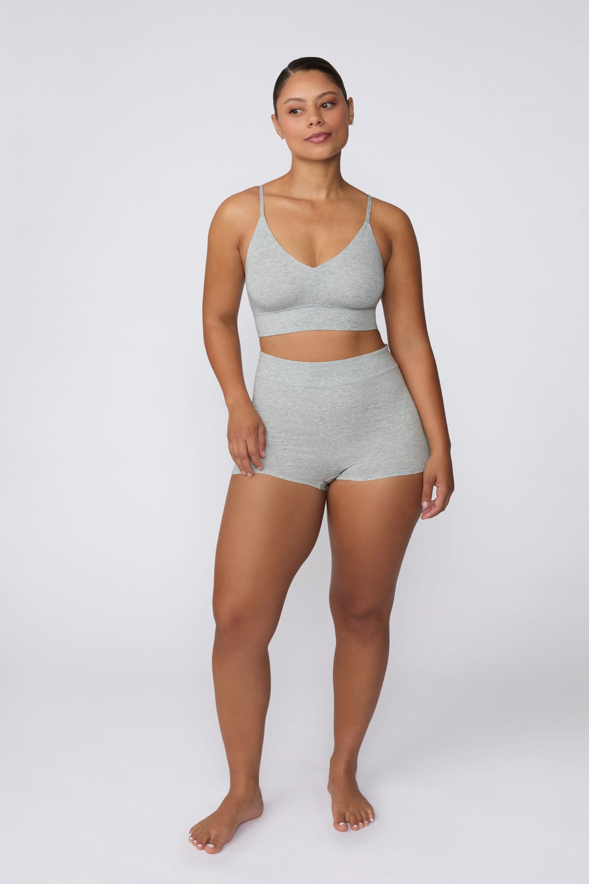 Cloud Cotton Highwaist Boyshort - Heather Grey