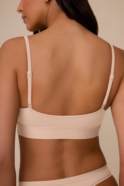 Bliss Scoop Thin Strap Bralette - Beige
