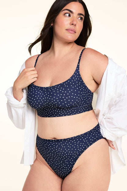 Bliss Scoop Thin Strap Bralette - Navy Dot