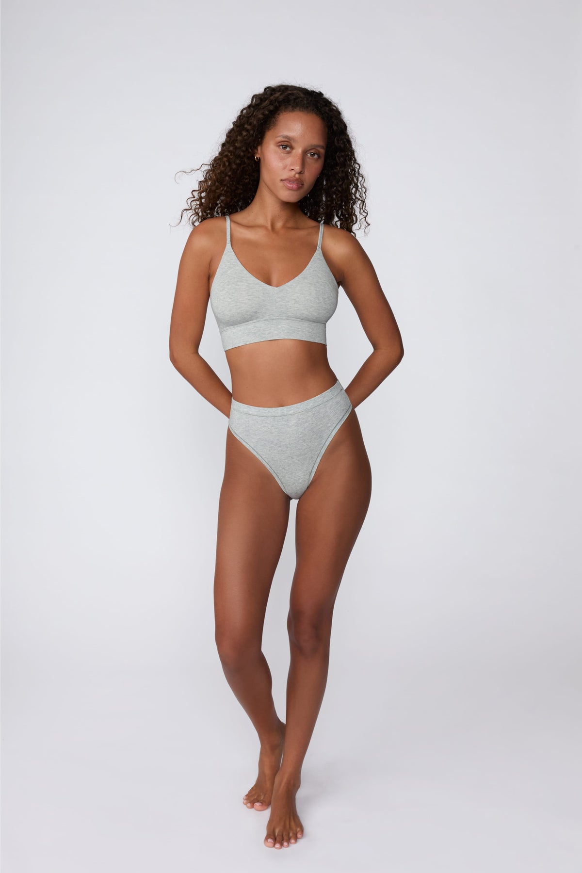 Cloud Cotton Highwaist Thong - Heather Grey