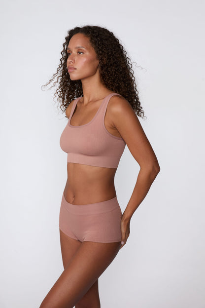 Ribbed Seamless Scoop Bralette - Plum